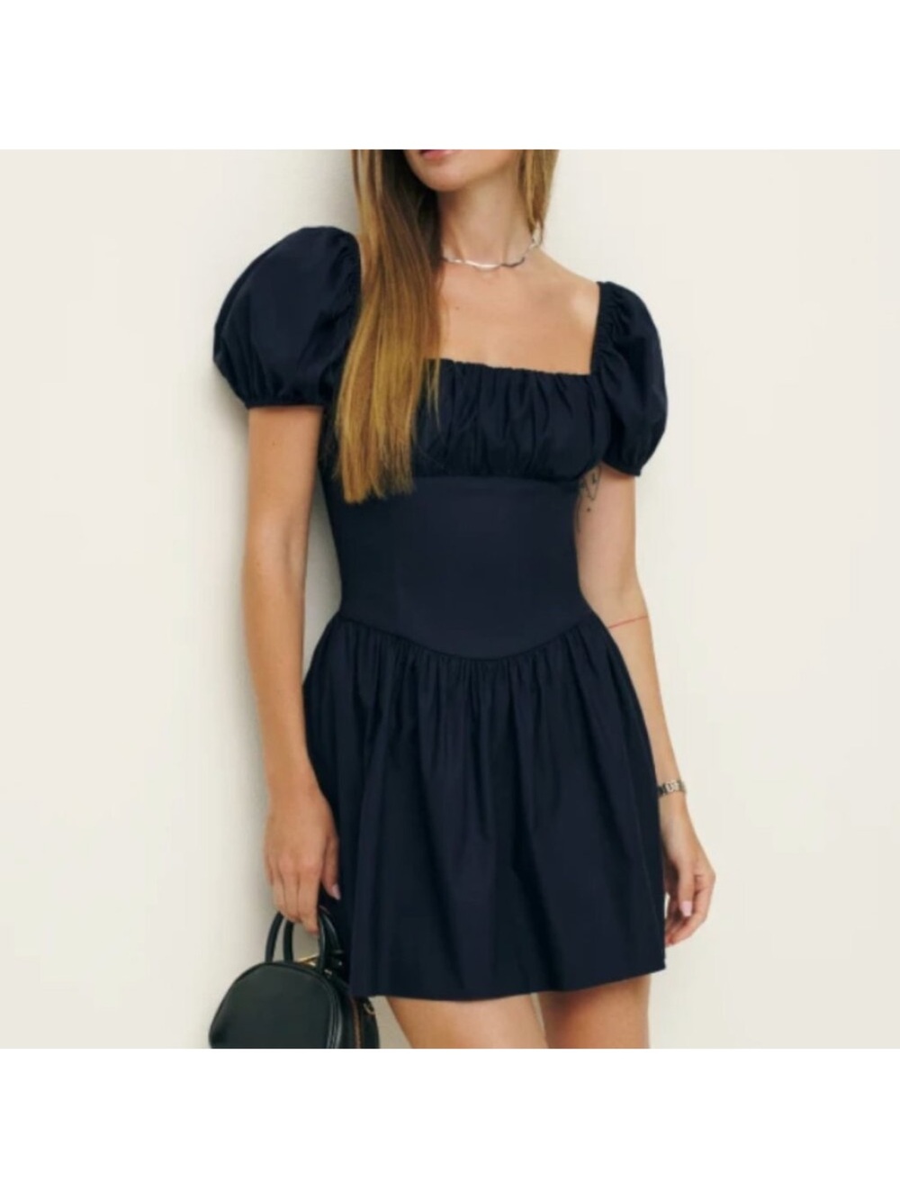 Reformation Navy Marielle Mini Cotton Dress Size 4